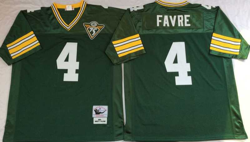 Packers 4 Brett Favre Green M&N Throwback Jersey->nfl m&n throwback->NFL Jersey